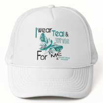 CERVICAL CANCER I Wear Teal and White For ME 45 Mesh Hat