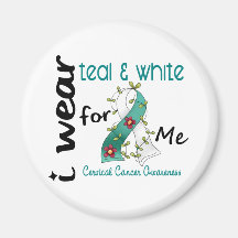 Cervical Cancer I Wear Teal & White For ME 43 Fridge Magnet