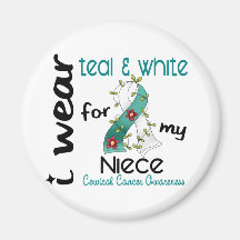Cervical Cancer I Wear Teal & White For My Niece 4 Refrigerator Magnet