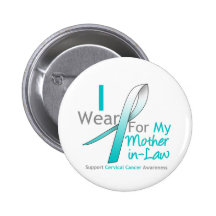 Cervical Cancer I Wear Teal & White Mother-in-Law Pins