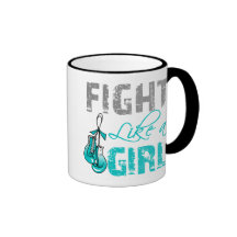 Cervical Cancer Ribbon Gloves Fight Like a Girl Coffee Mugs