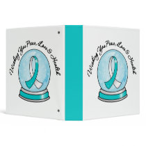 Cervical Cancer Ribbon Merry Christmas Snowglobe binders