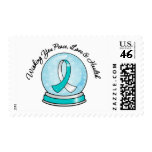 Cervical Cancer Ribbon Merry Christmas Snowglobe Stamp