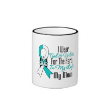 Cervical Cancer Ribbon My Hero My Mom Coffee Mug