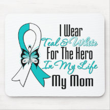 Cervical Cancer Ribbon My Hero My Mom Mouse Mats