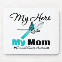 Cervical Cancer Ribbon My HERO My Mom Mouse Pad