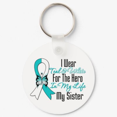 Cervical Cancer Ribbon My Hero My Sister key chain