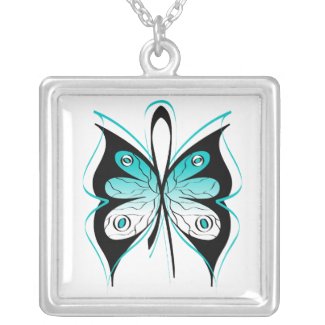 Cervical Cancer Stylish Butterfly Awareness Ribbon necklace