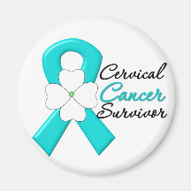 Cervical Cancer Survivor Flower Ribbon Refrigerator Magnets