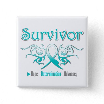 Cervical Cancer Survivor Tribal Ribbon Buttons