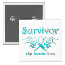 Cervical Cancer Survivor Tribal Ribbon Buttons