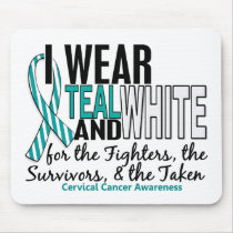 CERVICAL CANCER Teal White For Fighters Survivors Mouse Pad