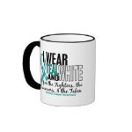 CERVICAL CANCER Teal White For Fighters Survivors Coffee Mugs