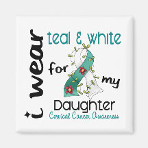 Cervical Cancer Teal & White For My Daughter 43 Magnets