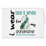 Cervical Cancer Teal & White For My Grandmother 43 Card