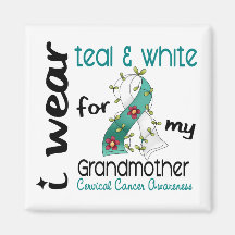 Cervical Cancer Teal & White For My Grandmother 43 Refrigerator Magnets