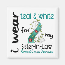 Cervical Cancer Teal & White For My Sister-In-Law Fridge Magnet