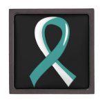 Cervical Cancer Teal White Ribbon 3 Premium Gift Boxes