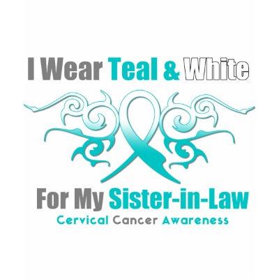 Cervical Cancer Tribal Ribbon Support SisterInLaw T Shirt