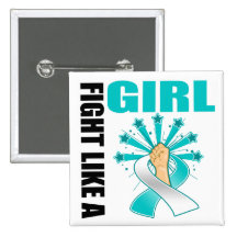 Cervical Cancer Victory Fight Like A Girl Button
