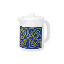 Cetlic Square Knots in Gold on Blue