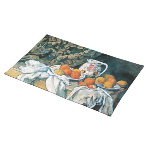 Cezanne Still Life Curtain Flowered Pitcher Fruit Placemat Zazzle