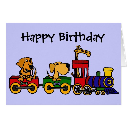 CF- Cartoon Train with Dogs and Giraffe Card