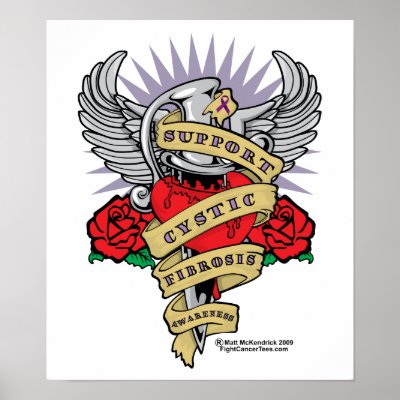 CF Dagger Tattoo Posters by fightcancertees. Cystic Fibrosis Dagger Tattoo