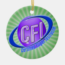 CFI ORB SWOOSH LOGO CERTIFIED FLIGHT INSTRUCTOR CHRISTMAS ORNAMENTS