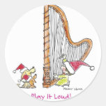 CH-004 Christmas Harp Round Stickers