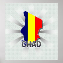 Chad Flag Map 2.0 Print