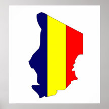 Chad Flag Map full size Poster