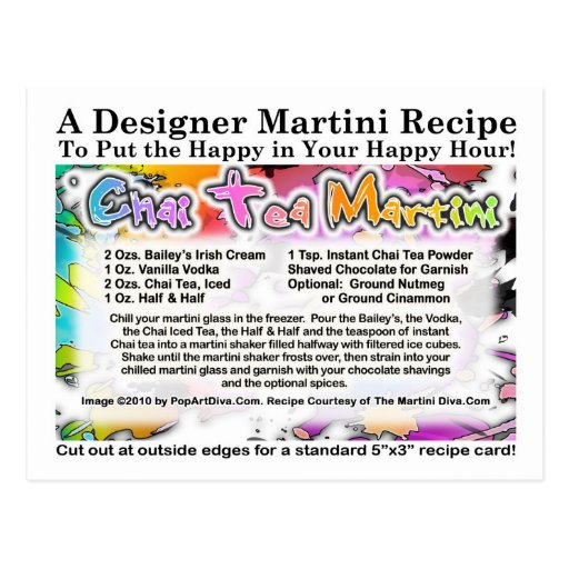 Chai Tea Martini Recipe Postcard Zazzle