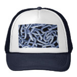 Chain links in a pile mesh hats