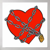 chained and locked heart posters