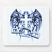 CHAINED AND WINGED CROSS PRINT MOUSE PADS