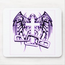 CHAINED AND WINGED CROSS PRINT MOUSE PADS