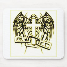 CHAINED AND WINGED CROSS PRINT MOUSEPAD
