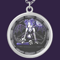 "Chained" Gothic Blue Moon Fairy Necklace necklaces