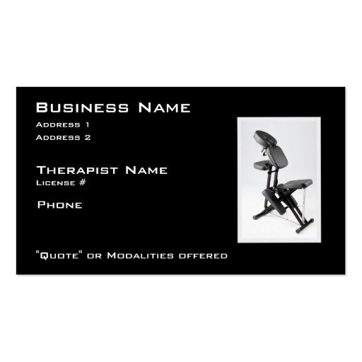 Chair Massage Therapist Business Card (front side)