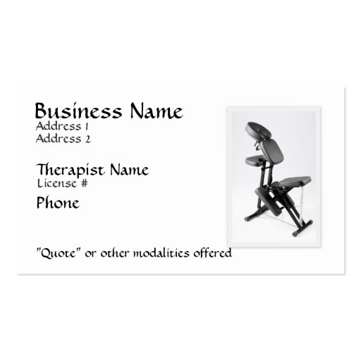 Chair Massage Therapist Business Card Template (front side)