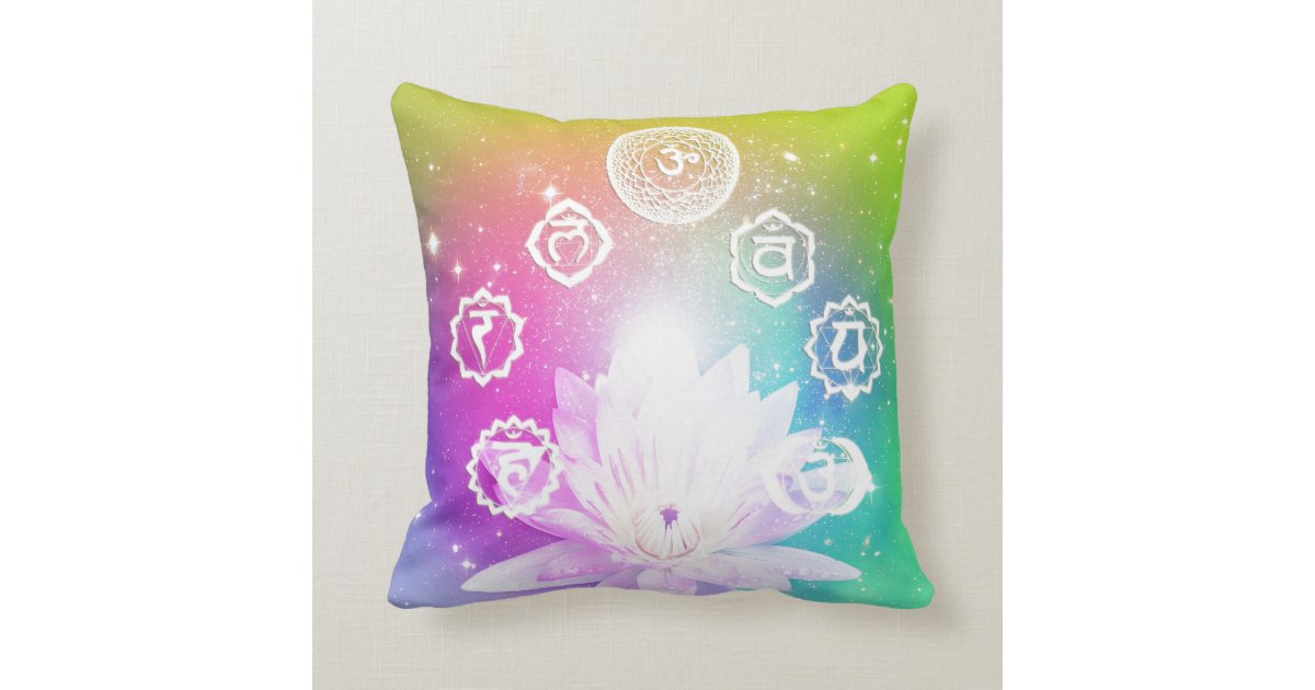Chakras,red,orange,yellow,green,turquoise,purple Throw Pillow Zazzle