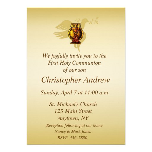 Chalice, Eucharist and Dove Christian Invitation