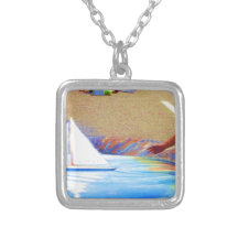 Chalk Art Sailboat Custom Necklace