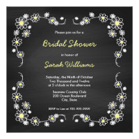 Chalk Board Daisy Bridal Shower Invitations