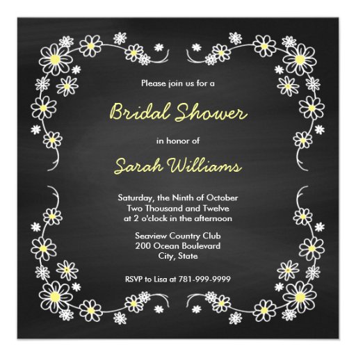 Chalk Board Daisy Bridal Shower Invitations