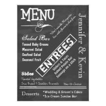 Chalk Board Look Custom Wedding Menu Personalized Invitations