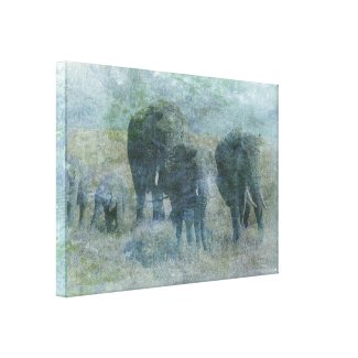 Chalk Elephants Canvas Print