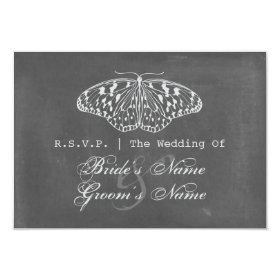 Chalk Inspired Butterfly Wedding RSVP Custom Announcements