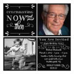 Chalkboard 80th Birthday Square Photo Invitation